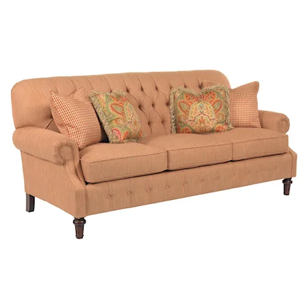 Rolled Arm Sofa with Button Tufting